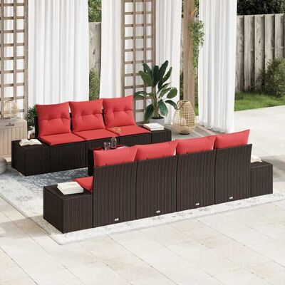 vidaXL Sofa Set mit Kissen 8 pcs Braun Poly Rattan vidaXL Sofa Set mit Kissen 8 pcs Braun Poly Rattan