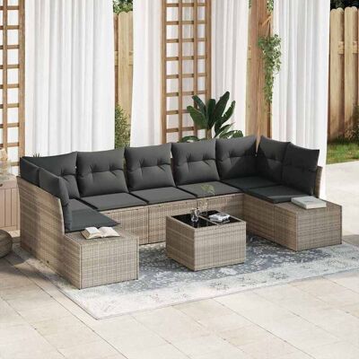vidaXL Sofa Set mit Kissen 8 pcs Hellgrau Poly Rattan vidaXL Sofa Set mit Kissen 8 pcs Hellgrau Poly Rattan