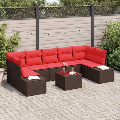 vidaXL Sofa Set mit Kissen 8 pcs Braun Poly Rattan vidaXL Sofa Set mit Kissen 8 pcs Braun Poly Rattan