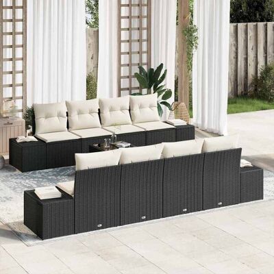 vidaXL Sofa Set mit Kissen 7 pcs Schwarz und Creme Poly Rattan vidaXL Sofa Set mit Kissen 7 pcs Schwarz und Creme Poly Rattan