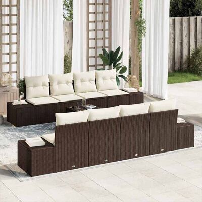 vidaXL Sofa Set mit Kissen 7 pcs Braun und Creme Poly Rattan vidaXL Sofa Set mit Kissen 7 pcs Braun und Creme Poly Rattan