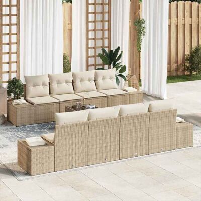 vidaXL Sofa Set mit Kissen 7 pcs Beige und Creme Poly Rattan vidaXL Sofa Set mit Kissen 7 pcs Beige und Creme Poly Rattan