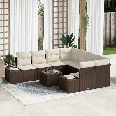 vidaXL Sofa Set mit Kissen 9 pcs Braun Poly Rattan vidaXL Sofa Set mit Kissen 9 pcs Braun Poly Rattan