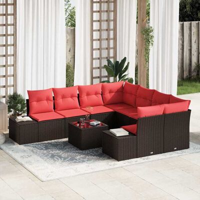 vidaXL Sofa Set mit Kissen 9 pcs Braun Poly Rattan vidaXL Sofa Set mit Kissen 9 pcs Braun Poly Rattan