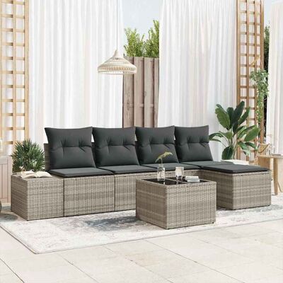 Hellgraues Gartensofa-Set - 6-teiliges Outdoor-Möbelset Hellgraues Gartensofa-Set - 6-teiliges Outdoor-Möbelset