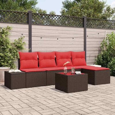 vidaXL Sofa Set mit Kissen 6 pcs Braun Poly Rattan vidaXL Sofa Set mit Kissen 6 pcs Braun Poly Rattan