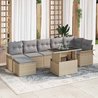vidaXL Sofa Set mit Kissen 8 pcs Beige Poly-Rattan vidaXL Sofa Set mit Kissen 8 pcs Beige Poly-Rattan