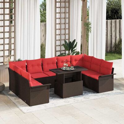 vidaXL Sofa Set mit Kissen 10 pcs Braun Poly-Rattan vidaXL Sofa Set mit Kissen 10 pcs Braun Poly-Rattan