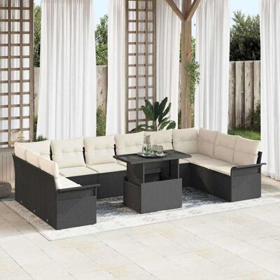 vidaXL Sofa Set mit Kissen 11 pcs Schwarz Poly-Rattan vidaXL Sofa Set mit Kissen 11 pcs Schwarz Poly-Rattan