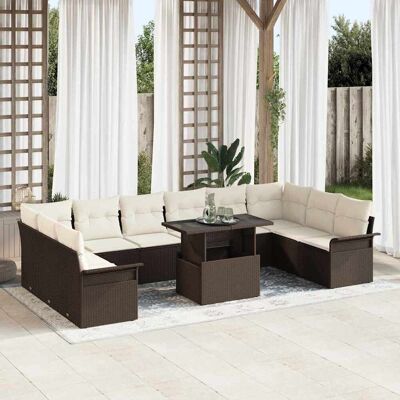 vidaXL Sofa Set mit Kissen 11 pcs Braun Poly-Rattan vidaXL Sofa Set mit Kissen 11 pcs Braun Poly-Rattan