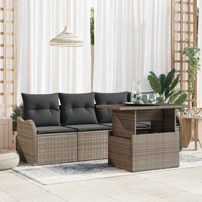 vidaXL Sofa Set mit Kissen 5 pcs Grau Poly-Rattan vidaXL Sofa Set mit Kissen 5 pcs Grau Poly-Rattan