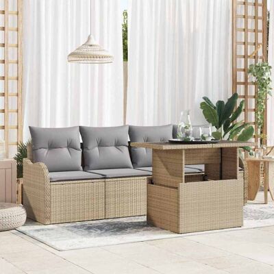 vidaXL Sofa Set mit Kissen 5 pcs Beige Poly-Rattan vidaXL Sofa Set mit Kissen 5 pcs Beige Poly-Rattan