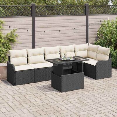 vidaXL Sofa Set mit Kissen 7 pcs Schwarz Poly Rattan vidaXL Sofa Set mit Kissen 7 pcs Schwarz Poly Rattan