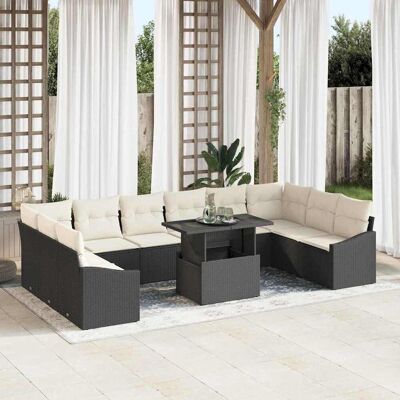 Vidaxl Gartensofagruppe - 11-teilig wetterfester schwarzer Poly-Rattan Lounge Vidaxl Gartensofagruppe - 11-teilig wetterfester schwarzer Poly-Rattan Lounge