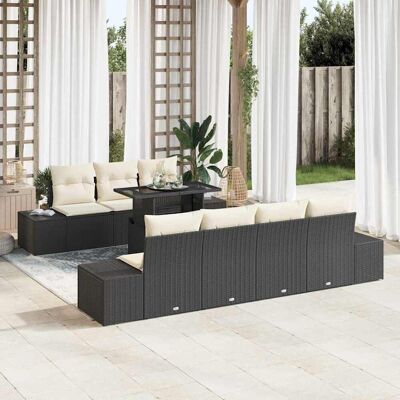 vidaXL Sofa Set mit Kissen 8 pcs Schwarz und Creme Poly-Rattan vidaXL Sofa Set mit Kissen 8 pcs Schwarz und Creme Poly-Rattan