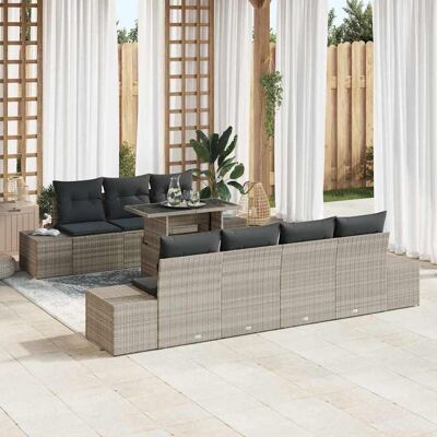 vidaXL Gartensofa-Set - Modernes 8-teiliges Grau Rattan Gartenmöbel vidaXL Gartensofa-Set - Modernes 8-teiliges Grau Rattan Gartenmöbel