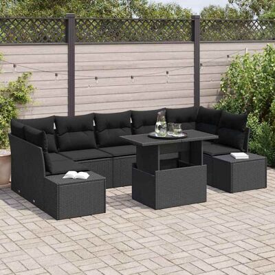 vidaXL Sofa Set mit Kissen 8 pcs Schwarz Poly-Rattan vidaXL Sofa Set mit Kissen 8 pcs Schwarz Poly-Rattan