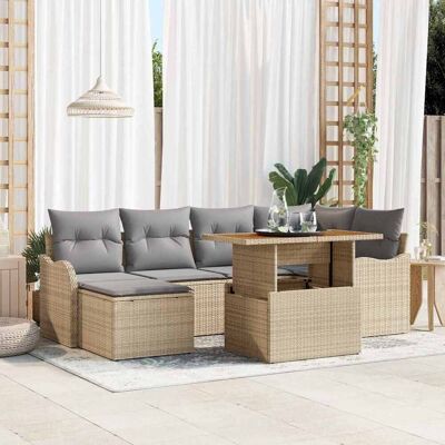 vidaXL Garten-Sofa-Set mit Kissen 7 pcs Beige und Hellgrau vidaXL Garten-Sofa-Set mit Kissen 7 pcs Beige und Hellgrau