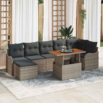vidaXL Garten-Sofa-Set mit Kissen mit Speicher 8 pcs Grau vidaXL Garten-Sofa-Set mit Kissen mit Speicher 8 pcs Grau