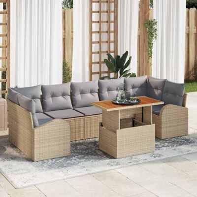 vidaXL Garten-Sofa-Set mit Kissen 8 pcs Beige und Hellgrau vidaXL Garten-Sofa-Set mit Kissen 8 pcs Beige und Hellgrau