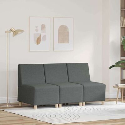 vidaXL Modulares Armfreies Sofa 3 pcs Dunkelgrau 55 x 74 x 82 cm Stoff vidaXL Modulares Armfreies Sofa 3 pcs Dunkelgrau 55 x 74 x 82 cm Stoff