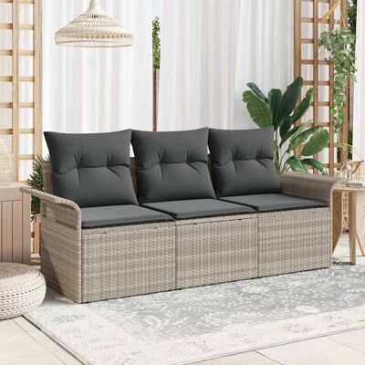 VidaXL Gartensofa-Set 3 Stück Hellgrau Poly-Rattan VidaXL Gartensofa-Set 3 Stück Hellgrau Poly-Rattan
