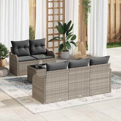 vidaXL Garten-Sofa-Set mit Kissen 6 pcs Hellgrau und Dunkelgrau vidaXL Garten-Sofa-Set mit Kissen 6 pcs Hellgrau und Dunkelgrau