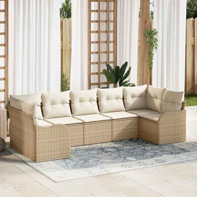 vidaXL Garten-Sofa-Set mit Speicher 7 pcs Beige und Weiß Poly Rattan vidaXL Garten-Sofa-Set mit Speicher 7 pcs Beige und Weiß Poly Rattan