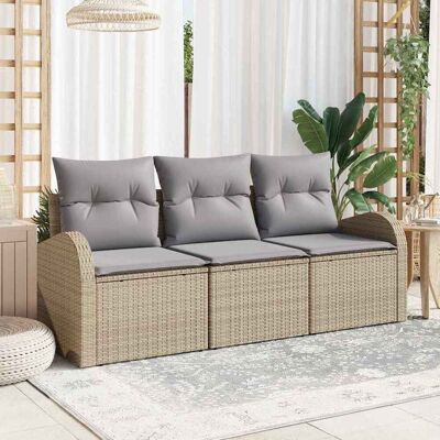 vidaXL Garten-Sofa-Set 3 pcs Beige und Hellgrau Poly Rattan vidaXL Garten-Sofa-Set 3 pcs Beige und Hellgrau Poly Rattan