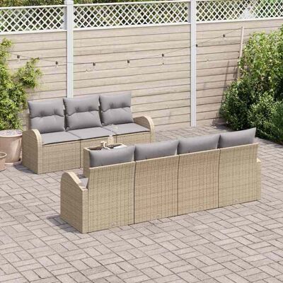 vidaXL Garten-Sofa-Set mit Kissen mit Speicher 8 pcs Beige und Grau vidaXL Garten-Sofa-Set mit Kissen mit Speicher 8 pcs Beige und Grau