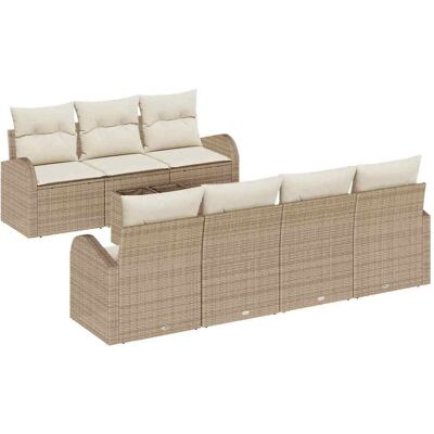 vidaXL Garten-Sofa-Set mit Kissen mit Speicher 8 pcs Beige und Creme vidaXL Garten-Sofa-Set mit Kissen mit Speicher 8 pcs Beige und Creme