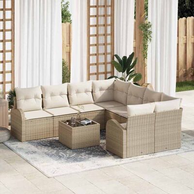 vidaXL Sofa Set mit Kissen 9 pcs Beige und Creme Poly-Rattan vidaXL Sofa Set mit Kissen 9 pcs Beige und Creme Poly-Rattan