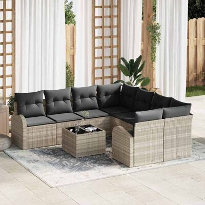 vidaXL Sofa Set mit Kissen 9 pcs Hellgrau und Dunkelgrau Poly-Rattan vidaXL Sofa Set mit Kissen 9 pcs Hellgrau und Dunkelgrau Poly-Rattan
