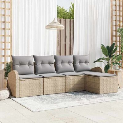 vidaXL Sofa Set mit Kissen 5 pcs Beige und Hellgrau Poly-Rattan vidaXL Sofa Set mit Kissen 5 pcs Beige und Hellgrau Poly-Rattan