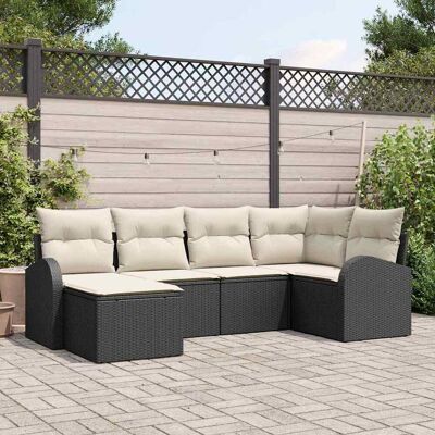 vidaXL Sofa Set mit Kissen 6 pcs Schwarz und Weiß Poly-Rattan vidaXL Sofa Set mit Kissen 6 pcs Schwarz und Weiß Poly-Rattan