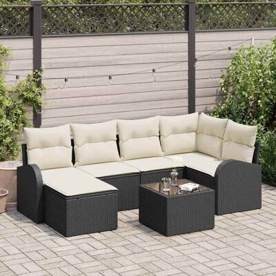 vidaXL Sofa Set mit Kissen 7 pcs Schwarz und Weiß Poly-Rattan vidaXL Sofa Set mit Kissen 7 pcs Schwarz und Weiß Poly-Rattan