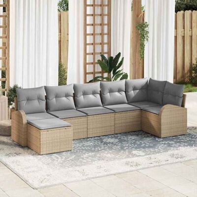 vidaXL Sofa Set mit Kissen mit Speicher 7 pcs Beige Poly-Rattan vidaXL Sofa Set mit Kissen mit Speicher 7 pcs Beige Poly-Rattan