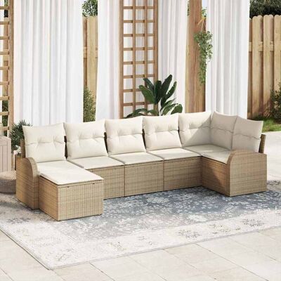 vidaXL Sofa Set mit Kissen mit Speicher 7 pcs Beige Poly-Rattan vidaXL Sofa Set mit Kissen mit Speicher 7 pcs Beige Poly-Rattan