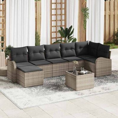 vidaXL Sofa Set mit Kissen mit Speicher 8 pcs Grau Poly-Rattan vidaXL Sofa Set mit Kissen mit Speicher 8 pcs Grau Poly-Rattan