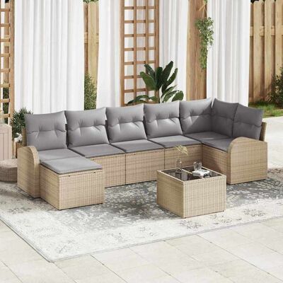 vidaXL Sofa Set mit Kissen mit Speicher 8 pcs Beige Poly-Rattan vidaXL Sofa Set mit Kissen mit Speicher 8 pcs Beige Poly-Rattan