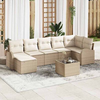 vidaXL Sofa Set mit Kissen mit Speicher 8 pcs Beige Poly-Rattan vidaXL Sofa Set mit Kissen mit Speicher 8 pcs Beige Poly-Rattan