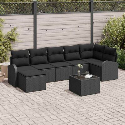 vidaXL Sofa Set mit Kissen mit Speicher 8 pcs Schwarz Poly-Rattan vidaXL Sofa Set mit Kissen mit Speicher 8 pcs Schwarz Poly-Rattan