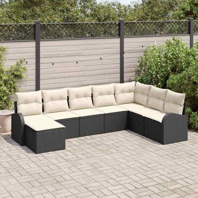 vidaXL Sofa Set mit Kissen 8 pcs Schwarz und Weiß Poly-Rattan vidaXL Sofa Set mit Kissen 8 pcs Schwarz und Weiß Poly-Rattan