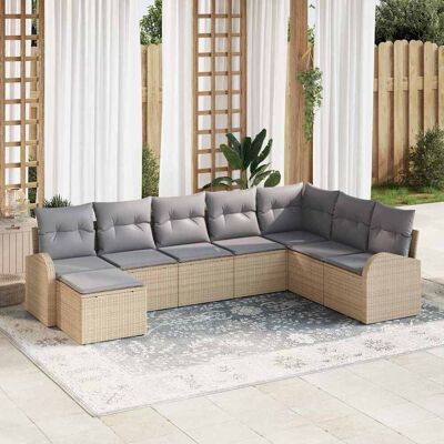 vidaXL Sofa Set mit Kissen 8 pcs Beige und hellgrau Poly-Rattan vidaXL Sofa Set mit Kissen 8 pcs Beige und hellgrau Poly-Rattan