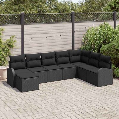 vidaXL Sofa Set mit Kissen mit Speicher 8 pcs Schwarz Poly-Rattan vidaXL Sofa Set mit Kissen mit Speicher 8 pcs Schwarz Poly-Rattan