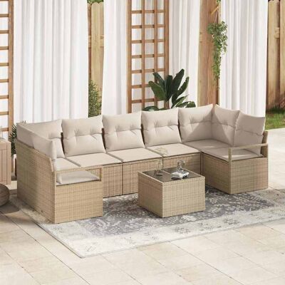 vidaXL Garten-Sofa-Set mit Kissen mit Speicher 8 pcs Beige und Creme vidaXL Garten-Sofa-Set mit Kissen mit Speicher 8 pcs Beige und Creme