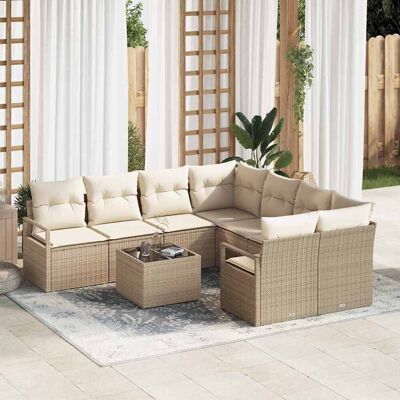 vidaXL Sofa Set mit Kissen 9 pcs Beige und Creme Poly-Rattan vidaXL Sofa Set mit Kissen 9 pcs Beige und Creme Poly-Rattan