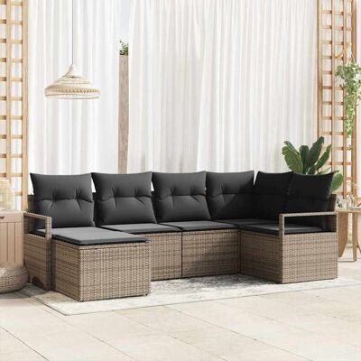 vidaXL Sofa Set mit Kissen mit Speicher 6 pcs Grau Poly-Rattan vidaXL Sofa Set mit Kissen mit Speicher 6 pcs Grau Poly-Rattan