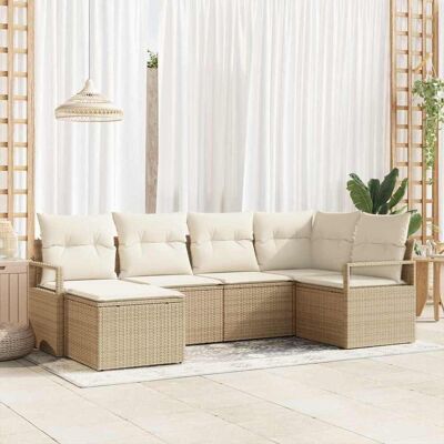vidaXL Sofa Set mit Kissen 6 pcs Beige und Creme Poly-Rattan vidaXL Sofa Set mit Kissen 6 pcs Beige und Creme Poly-Rattan