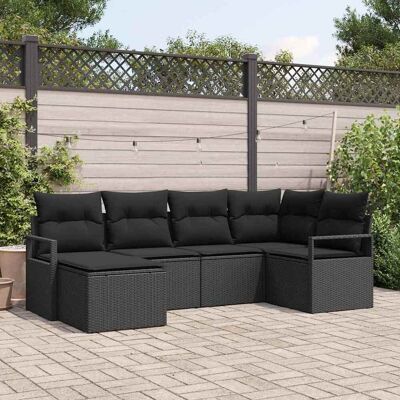 vidaXL Sofa Set mit Kissen mit Speicher 6 pcs Schwarz Poly-Rattan vidaXL Sofa Set mit Kissen mit Speicher 6 pcs Schwarz Poly-Rattan